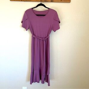 Purple Flowy Belted Midi Dress SHEIN Women’s S